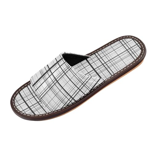 Ksajwzf Grau-schwarze Buffalo-Hausschuhe für Damen und Herren, kariert, Sommer, offene Zehenpartie, Reisehausschuhe, Farbe 17, 33/34 EU von Ksajwzf