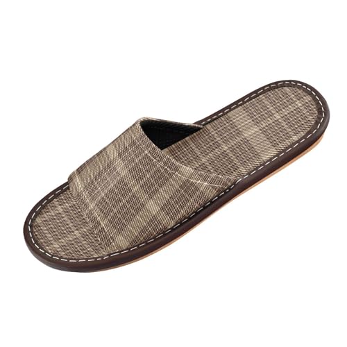 Ksajwzf Grau-schwarze Buffalo-Hausschuhe für Damen und Herren, kariert, Sommer, offene Zehenpartie, Reisehausschuhe, Farbe 19, 33/34 EU von Ksajwzf