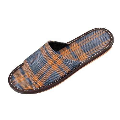 Ksajwzf Grau-schwarze Buffalo-Hausschuhe für Damen und Herren, kariert, Sommer, offene Zehenpartie, Reisehausschuhe, Farbe 2, 33/34 EU von Ksajwzf