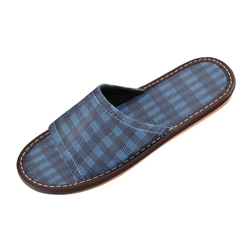 Ksajwzf Grau-schwarze Buffalo-Hausschuhe für Damen und Herren, kariert, Sommer, offene Zehenpartie, Reisehausschuhe, Farbe 24, 43.5/44 EU von Ksajwzf