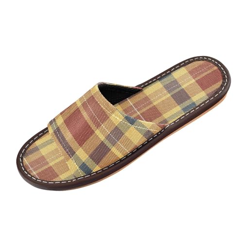Ksajwzf Grau-schwarze Buffalo-Hausschuhe für Damen und Herren, kariert, Sommer, offene Zehenpartie, Reisehausschuhe, Farbe 3, 33/34 EU von Ksajwzf
