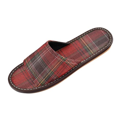 Ksajwzf Grau-schwarze Buffalo-Hausschuhe für Damen und Herren, kariert, Sommer, offene Zehenpartie, Reisehausschuhe, Farbe 5, 38/39 EU von Ksajwzf