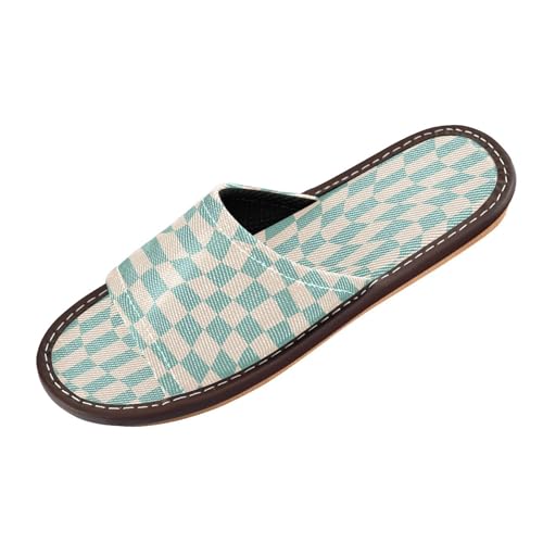 Ksajwzf Hausschuhe für Damen und Herren, kariert, kariert, Sommer, offene Zehenpartie, Reise, Hausschuhe, Rot / Weiß, Farbe 17, 42/43 EU von Ksajwzf