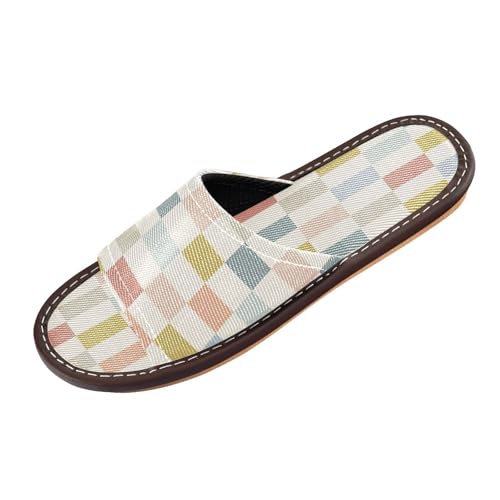 Ksajwzf Hausschuhe für Damen und Herren, kariert, kariert, Sommer, offene Zehenpartie, Reise, Hausschuhe, Rot / Weiß, Farbe 25, 38/39 EU von Ksajwzf