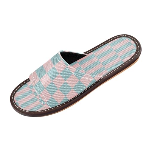 Ksajwzf Hausschuhe für Damen und Herren, kariert, kariert, Sommer, offene Zehenpartie, Reise, Hausschuhe, Rot / Weiß, Farbe 5, 40/41 EU von Ksajwzf