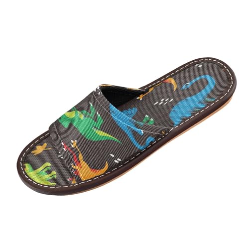 Ksajwzf Hausschuhe mit Cartoon-Dino-Muster für Damen und Herren, Dinosaurier-Sommer, offene Zehenpartie, Reisehausschuhe, multi, 38/39 EU von Ksajwzf