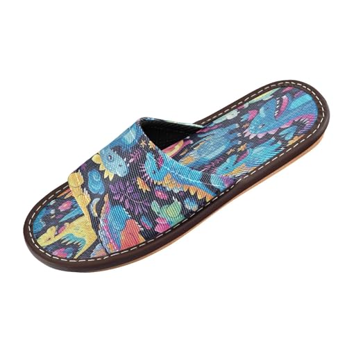 Ksajwzf Hausschuhe mit floralem Dinosaurier-Dschungel, für Damen und Herren, Dino-Sommer, offene Zehenpartie, Reisehausschuhe, multi, 36/37 EU von Ksajwzf
