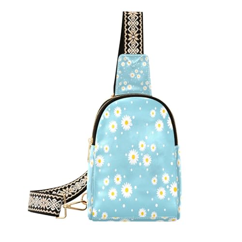 Ksajwzf Kleine Schultertasche, Motiv: weiße Gänseblümchen, modische Hüfttasche, Geldbörse für Damen, multi Ksajwzf Kleine Schultertasche, Motiv: weiße Gänseblümchen, modische Hüfttasche, Geldbörse für Damen, multi von Ksajwzf