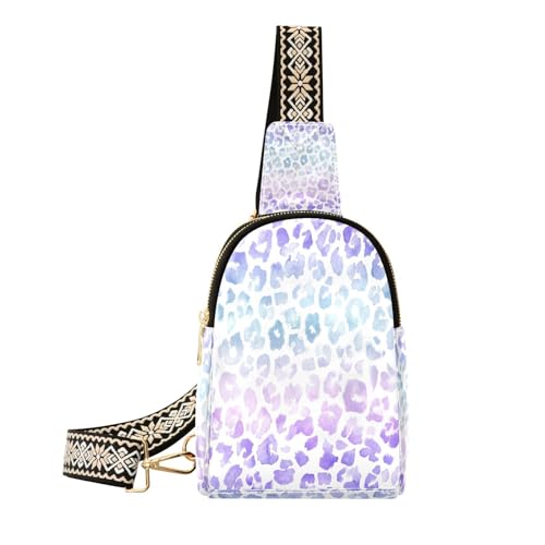 Ksajwzf Kleine Schultertasche mit Leopardenfellmuster, für Damen, modische Hüfttasche, Geldbörse für Damen, Lila, multi Ksajwzf Kleine Schultertasche mit Leopardenfellmuster, für Damen, modische Hüfttasche, Geldbörse für Damen, Lila, multi von Ksajwzf