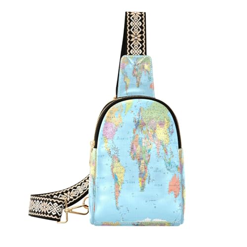 Ksajwzf Kleine Weltkarten-Schultertasche, Bauchtasche, Umhängetasche, Geschenke für Frauen, modische Hüfttasche, Brusttasche für Damen, multi von Ksajwzf