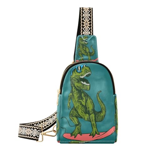 Ksajwzf Lustige Dinosaurier-Umhängetasche, kleine Umhängetasche, Geschenk für Frauen, modische Hüfttasche, Brusttasche für Damen, multi von Ksajwzf