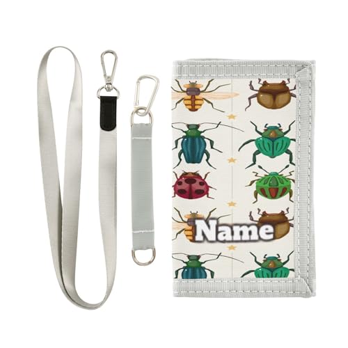 Ksajwzf Personalisierbare Kinder-Geldbörse für Jungen und Mädchen, Cartoon-Insekten-Käfer, dreifach gefaltete Geldbörse für Jungen, buntes Tier, Geldbörse für Kinder, Kleinkinder, Münzetui, Kartenfach von Ksajwzf