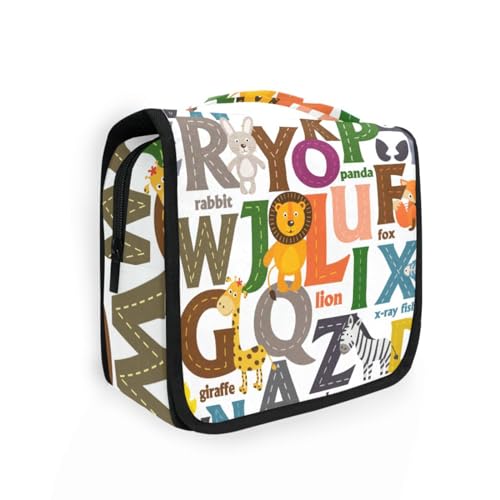 Kulturbeutel zum Aufhängen, Motiv: Buchstaben, Tiere, für Damen, Herren, Mädchen, Löwe, wasserdicht, Make-up, Kosmetik, Wasch-Organizer, Tasche für Reiseutensilien, multi, Kulturbeutel Kulturbeutel zum Aufhängen, Motiv: Buchstaben, Tiere, für Damen, Herren, Mädchen, Löwe, wasserdicht, Make-up, Kosmetik, Wasch-Organizer, Tasche für Reiseutensilien, multi, Kulturbeutel von Ksajwzf
