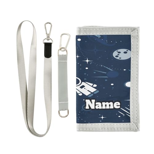 Personalisierbare Kinder-Geldbörse für Jungen und Mädchen, Galaxie-Raumschiff, dreifach gefaltete Geldbörse für Jungen, Nebula-Universum, Neuheit Geldbörse für Kinder, Kleinkinder, Münzetui von Ksajwzf