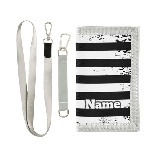 Personalisierbare Kinder-Geldbörse für Jungen und Mädchen, US-amerikanische Flagge, dreifach gefaltete Geldbörse für Jungen, schwarz-weiß, Neuheit Geldbörse für Kinder, Kleinkinder, Münzetui von Ksajwzf