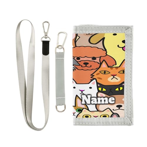 Personalisierbare Kinder-Geldbörse für Jungen und Mädchen, dreifach gefaltete Geldbörse für Jungen, Tierwelpen, Hunde, Münzetui, Kartenfach, Geldorganizer für Teenager, mehrfarbig von Ksajwzf