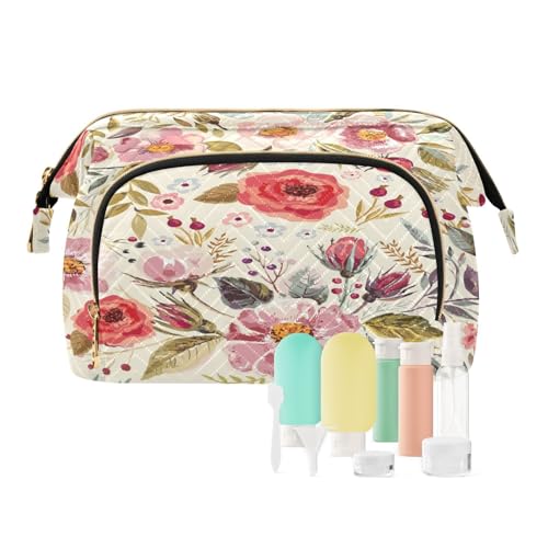 Reise-Kulturbeutel, Kosmetiktasche, Blumenmuster, Rosenblätter, für Damen, Herren, Mädchen, Wildblumen, wasserdicht, Make-up-Kosmetik-Organizer, Tasche für Reiseutensilien, multi, Kosmetikkoffer von Ksajwzf