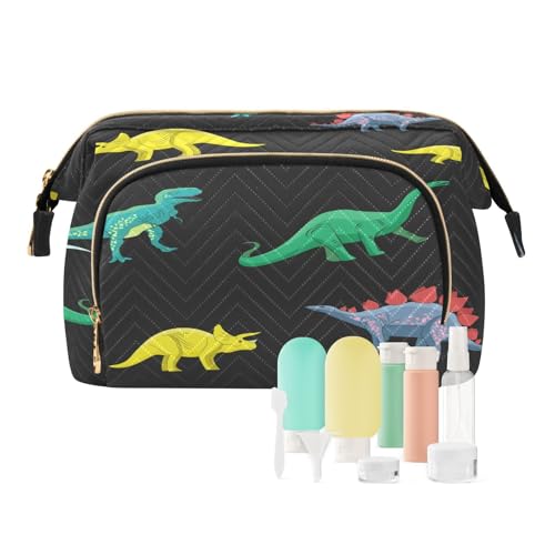 Reise-Kulturbeutel, Kosmetiktasche, Dinosaurier, Cartoon-Charaktere für Damen, Herren, Mädchen, Tier, wasserdicht, Make-up-Kosmetik-Wasch-Organizer, Tasche für Reiseutensilien, multi, Kosmetikkoffer von Ksajwzf