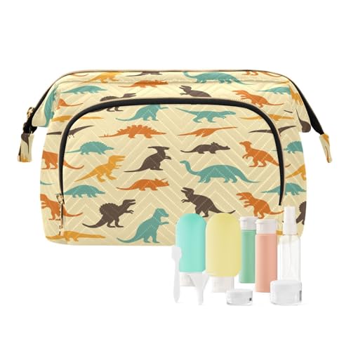 Reise-Kulturbeutel, Kosmetiktasche, Dinosaurier-Tier für Damen, Herren, Mädchen, Retro-Dino, wasserdicht, Make-up-Kosmetik-Organizer, Tasche für Reiseutensilien, multi, Kosmetikkoffer von Ksajwzf