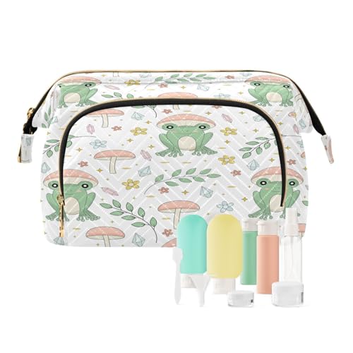 Reise-Kulturbeutel, Kosmetiktasche, Froschpilze für Damen, Herren, Mädchen, Tierblumen, Blätter, wasserdicht, Make-up-Kosmetik-Organizer, Tasche für Reiseutensilien, multi, Kosmetikkoffer von Ksajwzf