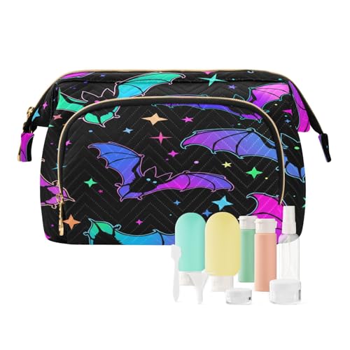 Reise-Kulturbeutel, Kosmetiktasche, Gothic-Fledermäuse, Halloween, für Damen, Herren, Mädchen, Tag der Toten, wasserdicht, Make-up-Kosmetik-Organizer, Tasche für Reiseutensilien, multi, Kosmetikkoffer von Ksajwzf