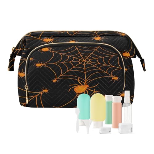 Reise-Kulturbeutel, Kosmetiktasche, Halloween, Spinne, schwarz, für Damen, Herren, Mädchen, Halloween, wasserdicht, Make-up-Kosmetik-Organizer, Tasche für Reiseutensilien, multi, Kosmetikkoffer von Ksajwzf