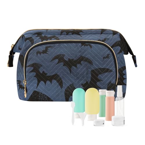 Reise-Kulturbeutel, Kosmetiktasche, Halloween-Fledermaus-Motiv für Damen, Herren, Mädchen, Halloween, Gothic, wasserdicht, Make-up-Kosmetik-Organizer, Tasche für Reiseutensilien, multi, Kosmetikkoffer von Ksajwzf