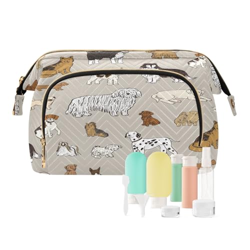 Reise-Kulturbeutel, Kosmetiktasche, Hund, Tier, Braun, für Damen, Herren, Mädchen, Welpen, Hunde, wasserdicht, Make-up-Kosmetik-Wasch-Organizer, Tasche für Reiseutensilien, multi, Kosmetikkoffer von Ksajwzf