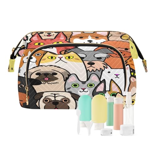Reise-Kulturbeutel, Kosmetiktasche, Hundeaufdruck, für Damen, Herren, Mädchen, Tierwelpe, Hunde, wasserdicht, Make-up-Kosmetik-Organizer, Tasche für Reiseutensilien, multi, Kosmetikkoffer von Ksajwzf