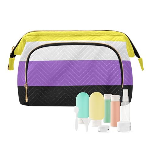 Reise-Kulturbeutel, Kosmetiktasche, LGBT-Flagge, für Damen, Herren, Mädchen, bunte Streifen, wasserdicht, Make-up-Kosmetik-Organizer, Tasche für Reiseutensilien, multi, Kosmetikkoffer von Ksajwzf