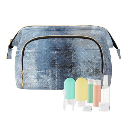 Reise-Kulturbeutel, Kosmetiktasche, Make-up-Tasche, Blau und Grau, Kunstwerke für Damen, Herren, Mädchen, Kunstmalerei, Aquarell, wasserdicht, Make-up, Kosmetik, Wasch-Organizer, Tasche für von Ksajwzf