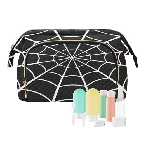 Reise-Kulturbeutel, Kosmetiktasche, Spinnennetz, dunkel, für Damen, Herren, Mädchen, Halloween, Gothic, wasserdicht, Make-up-Kosmetik-Organizer, Tasche für Reiseutensilien, multi, Kosmetikkoffer von Ksajwzf
