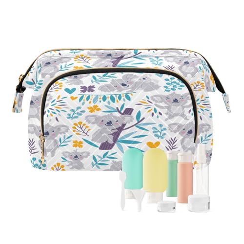 Reise-Kulturbeutel, Kosmetiktasche, Tierkoala-Baum für Damen, Herren, Mädchen, niedliche Blume, wasserdicht, Make-up-Kosmetik-Organizer, Tasche für Reiseutensilien, multi, Kosmetikkoffer von Ksajwzf