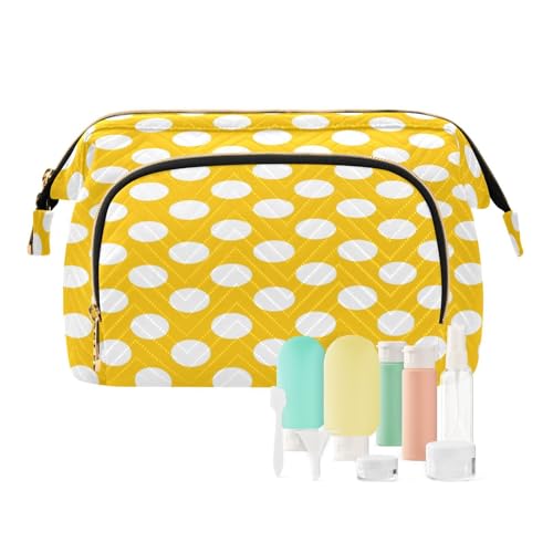 Reise-Kulturbeutel, Kosmetiktasche, gelber Punkt, für Damen, Herren, Mädchen, geometrisch, wasserdicht, Make-up-Kosmetik-Organizer, Tasche für Reiseutensilien, multi, Kosmetikkoffer von Ksajwzf