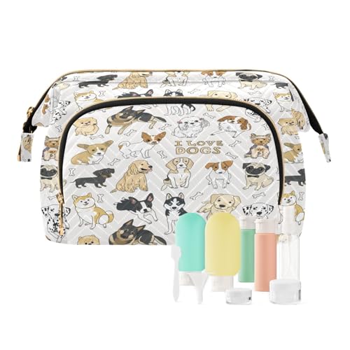 Reise-Kulturbeutel, Kosmetiktasche, niedlicher Hund für Damen, Herren, Mädchen, Tierwelpe, Hunde, wasserdicht, Make-up-Kosmetik-Wasch-Organizer, Tasche für Reiseutensilien, multi, Kosmetikkoffer von Ksajwzf