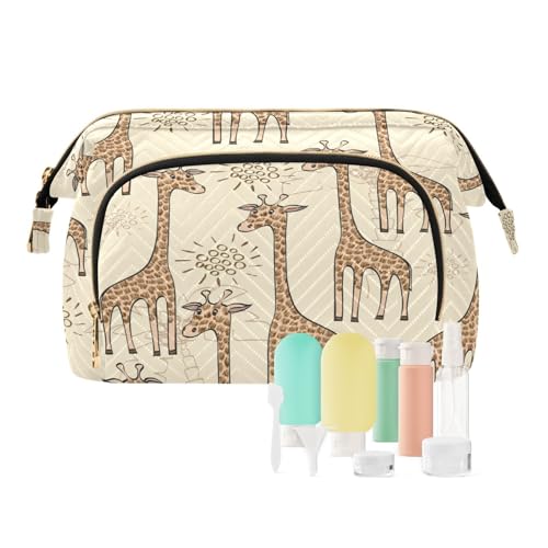 Reise-Kulturbeutel, Kosmetiktasche, niedliches afrikanisches Giraffenmuster, für Damen, Herren, Mädchen, Cartoon-Tier, wasserdicht, Make-up-Kosmetik-Organizer, Tasche für Reiseutensilien, multi, von Ksajwzf