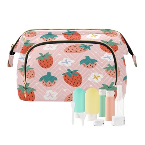 Reise-Kulturbeutel, Kosmetiktasche, rote Erdbeere, für Damen, Herren, Mädchen, Sommerfrucht, wasserdicht, Make-up-Kosmetik-Wasch-Organizer, Tasche für Reiseutensilien, multi, Kosmetikkoffer von Ksajwzf
