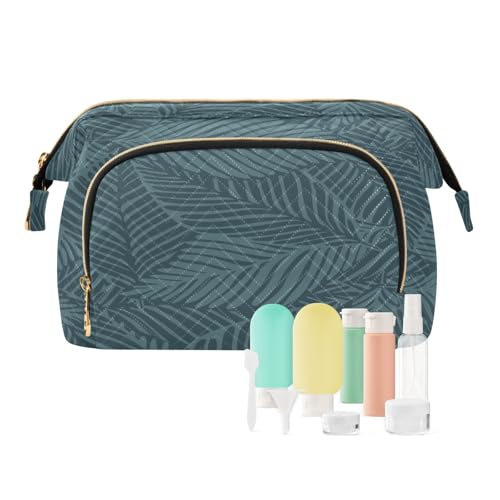Reise-Kulturbeutel, Kosmetiktasche, tropische Palmenblätter, für Damen, Herren, Mädchen, grüne Blätter, wasserdicht, Make-up-Kosmetik-Organizer, Tasche für Reiseutensilien, multi, Kosmetikkoffer von Ksajwzf