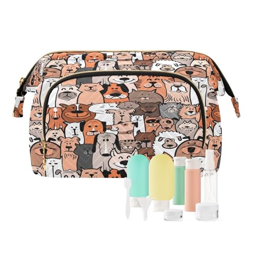 Reise-Kulturbeutel, Kosmetiktasche mit Kritzelei-Hund für Damen, Herren, Mädchen, Tierwelpe, wasserdicht, Make-up-Kosmetik-Organizer, Tasche für Reiseutensilien, multi, Kosmetikkoffer von Ksajwzf
