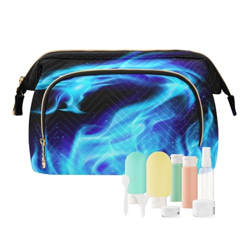 Reise-Kulturbeutel, Make-up-Tasche, blauer Feuerdrache für Damen, Herren, Mädchen, Dinosaurier-Tiere, wasserdicht, Make-up-Kosmetik-Organizer, Tasche für Reiseutensilien, multi, Kosmetikkoffer von Ksajwzf