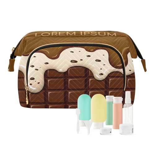 Reise-Kulturbeutel, reichhaltige Schokolade für Damen, Herren, Mädchen, Eis und Kekse, wasserdicht, Make-up-Kosmetik-Wasch-Organizer-Tasche für Reiseutensilien, multi, Kosmetikkoffer von Ksajwzf
