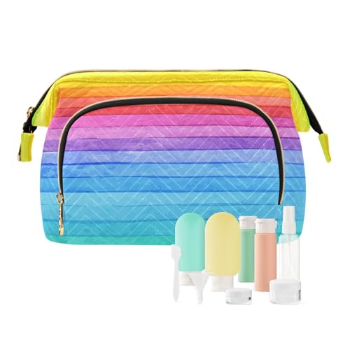Reise-Toilettenartikel kosmetische Make-up Tasche Aquarell Batik Farbe Streifen für Frauen Männer Mädchen, Regenbogen wasserdichte Make-up kosmetische Wäsche Organizer Tasche für Reise Lieferungen,, von Ksajwzf