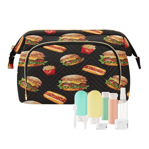 Reisetücher Kosmetiktasche Aquarell Lebensmittelmalerei für Frauen Männer Mädchen, Hamburger Pommes frites wasserdicht Make-up kosmetische Wasch Organisationstasche für Reisen Notwendigkeiten, viele,, von Ksajwzf