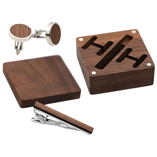 Herren-Manschettenknöpfe-Set – schwarze Walnussholz-Box, Hochzeits- und Business-Manschettenknöpfe-Set, luxuriöse Geschenkbox enthalten (2 Paar, 20 mm) für Trauzeugen und Profis, ideal für von Ksheria