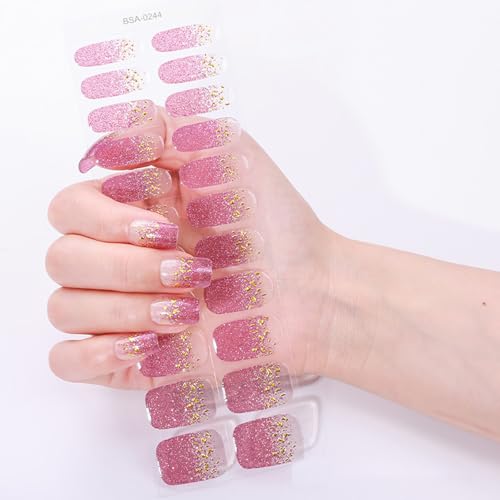 Gel-Nägel, Schönheitsstreifen, keine Lampe erforderlich, französische Designs, Nageldekoration für Frauen, schnelle Dekoration, Glitzer-Wraps von Ksikdeg