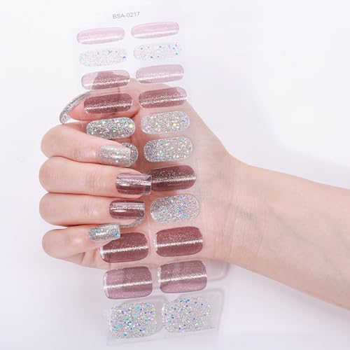 Gel-Nägel, Schönheitsstreifen, keine Lampe erforderlich, französische Designs, Nageldekoration für Frauen, schnelle Dekoration, Glitzer-Wraps von Ksikdeg