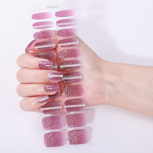 Gel-Nägel, Schönheitsstreifen, keine Lampe erforderlich, französische Designs, Nageldekoration für Frauen, schnelle Dekoration, Glitzer-Wraps von Ksikdeg