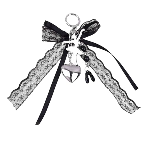 Kreative Tasche Charm Ballet Girl Keychain Handtasche Anhänger Ornamente Spitze Bögen Keyrings Mode Herzschlüsselinhaber Auto Schlüsselkette Bögen Keychain Ballet Girl Keyring Anhänger von Ksikdeg