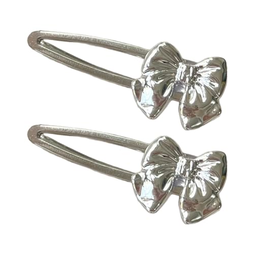 Ksikdeg 2000er Jahre Metallic-Haarspange für Teenager und Mädchen, silberfarbene Fliege, Haarspangen für SideBang 2000er Jahre Haarstyling von Ksikdeg