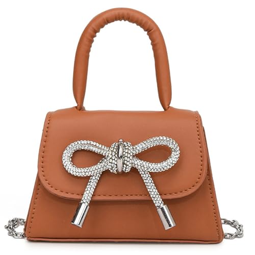 Ksikdeg Bowknot Entwirft Kleine Handtasche Modische Color Crossbody Taschen PU Lederklappe Quadratische Umhängetasche Für Frauen Feste Farben Geldbeutel von Ksikdeg